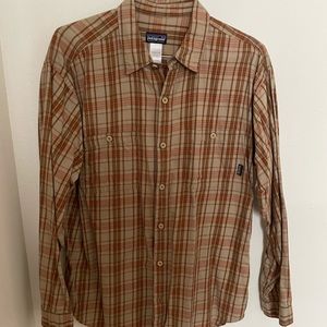 Patagonia Orange and Tan flannel button down